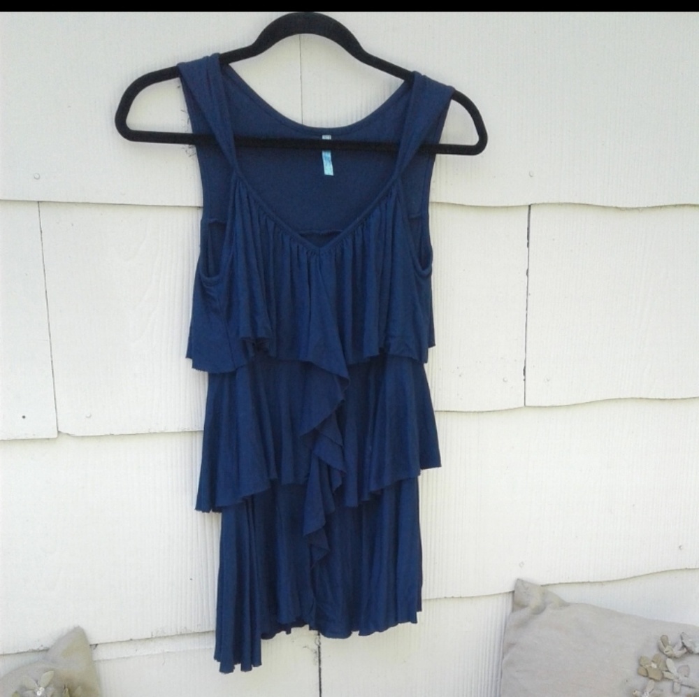 Tiered Navy Tank Top